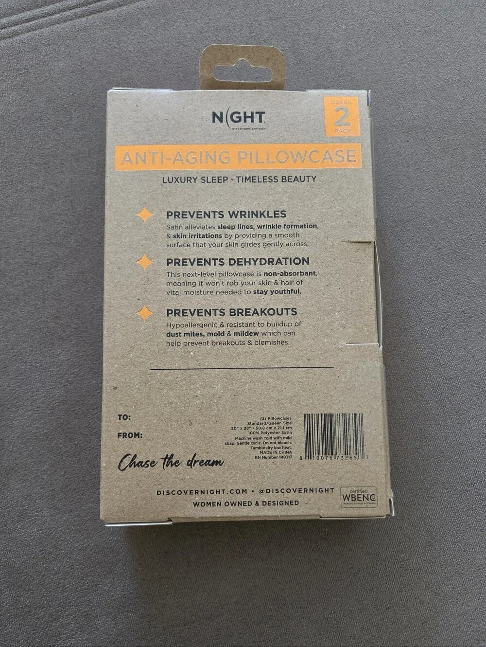 Discover Night Satin Luxury Washable Pillowcases 2PK Queen/Standard -Champagne